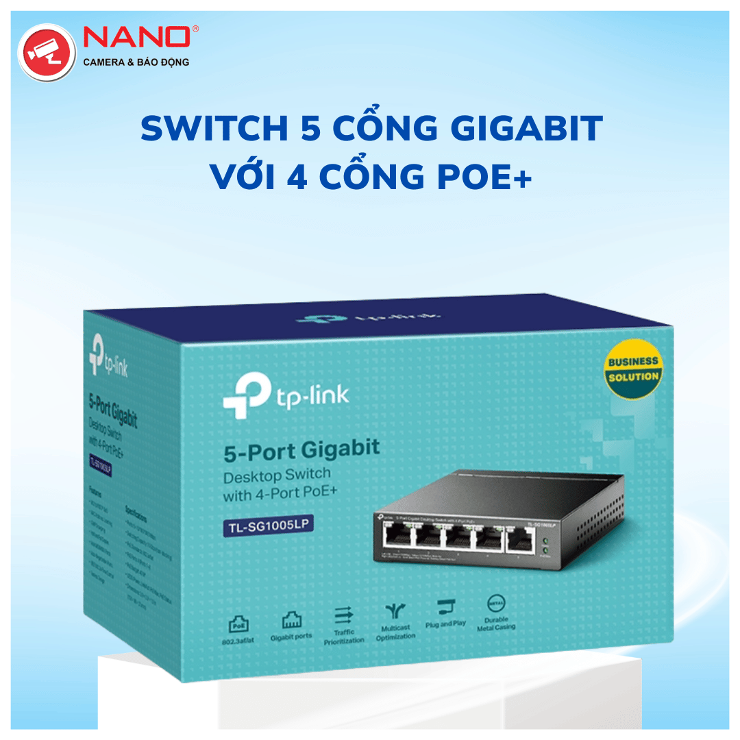 Switch Để Bàn 5 Cổng Gigabit với 4 Cổng PoE+
